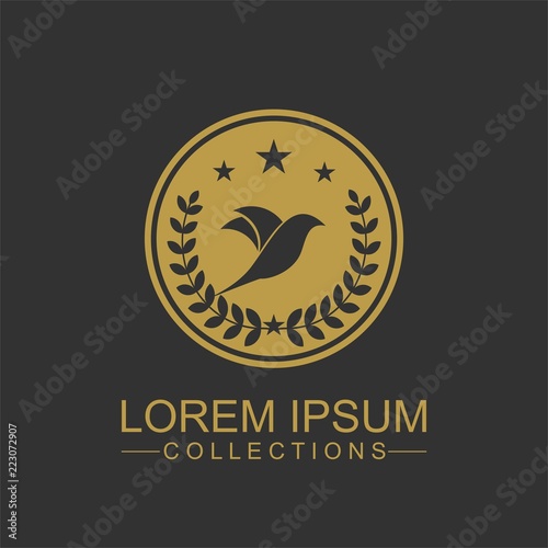 Luxury bird logo design template and emblem made with leaves and - luxury beauty spa concepts - natural badge for cosmetics