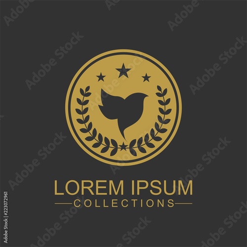 Luxury bird logo design template and emblem made with leaves and - luxury beauty spa concepts - natural badge for cosmetics