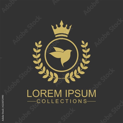 Luxury bird logo design template and emblem made with leaves and - luxury beauty spa concepts - natural badge for cosmetics