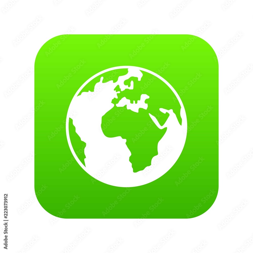 Earth globe icon digital green for any design isolated on white vector illustration