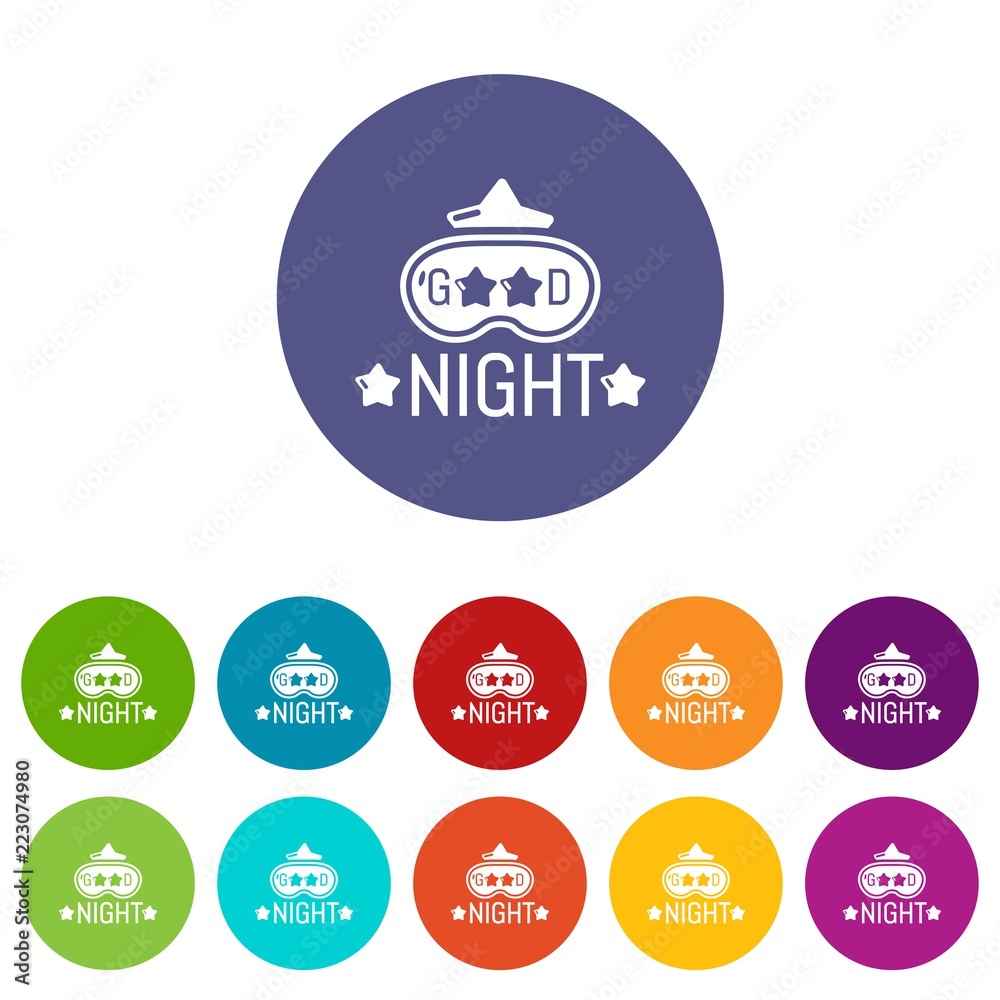 Good night icons color set vector for any web design on white background