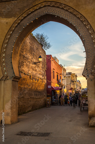 Bab Belqari and the alley of the Imperial City, Meknes, Morocco photo