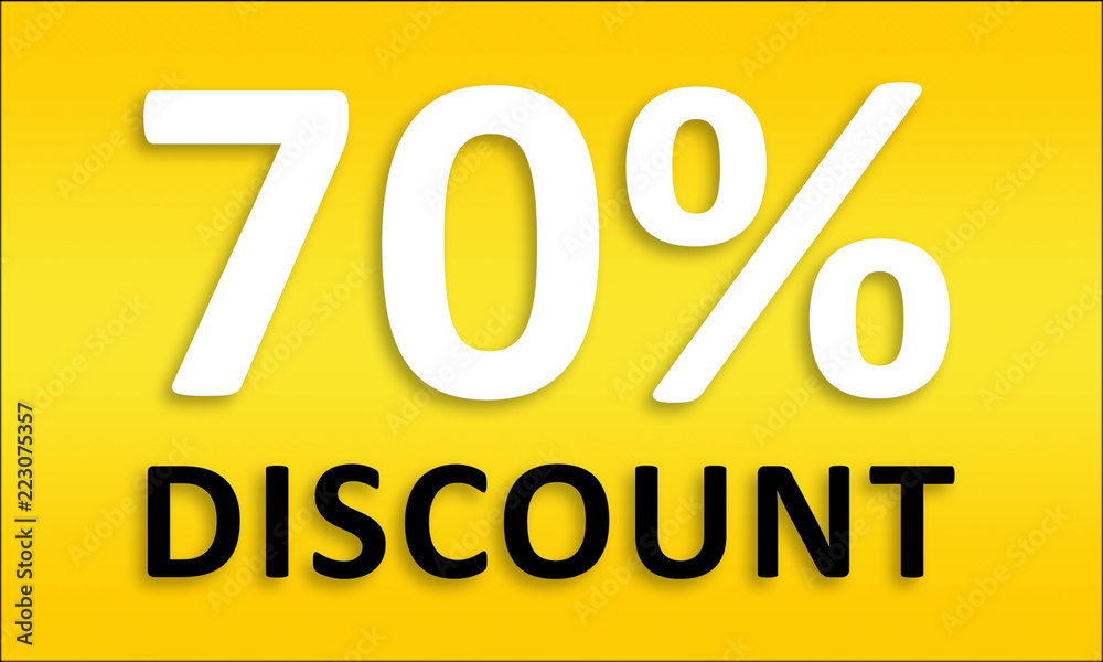 70% Discount - Golden business poster. Clean text on yellow background. 70% Discount - Golden business poster. Clean text on yellow background.