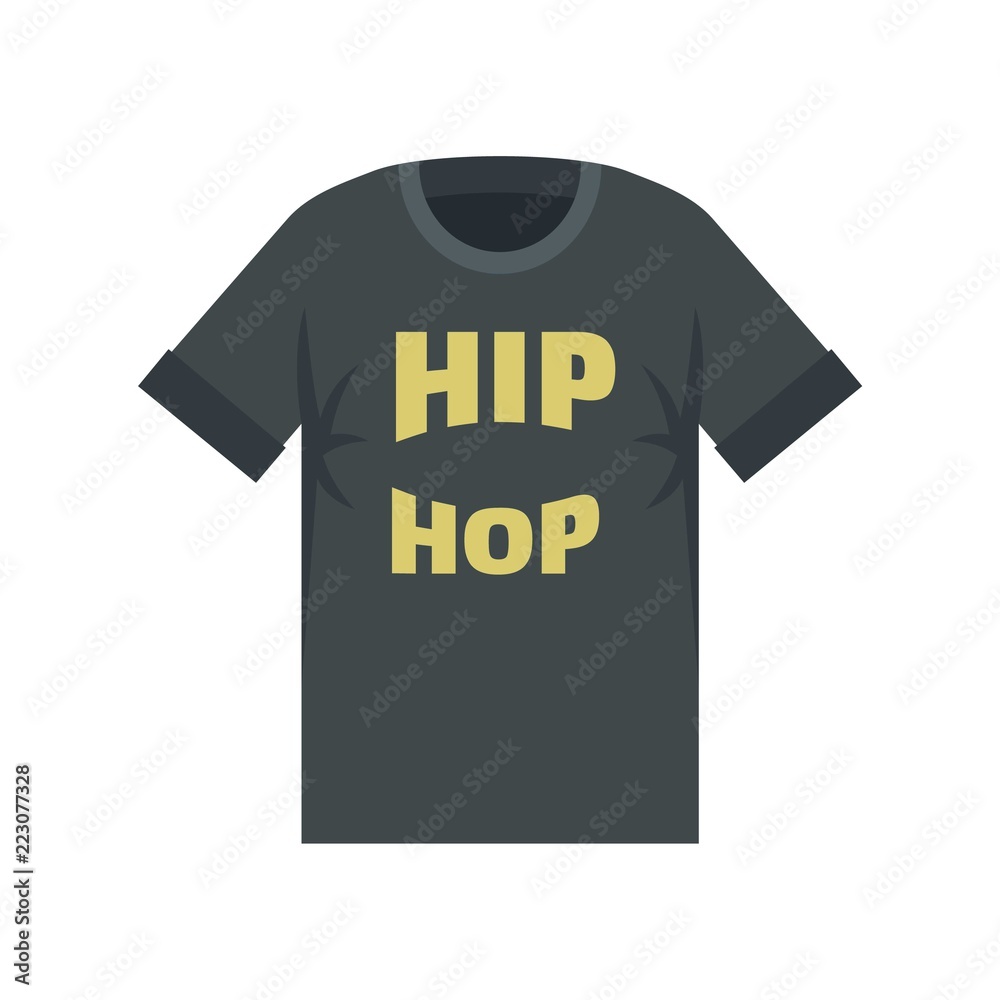 Hip hop tshirt icon. Flat illustration of hip hop tshirt vector icon for web design
