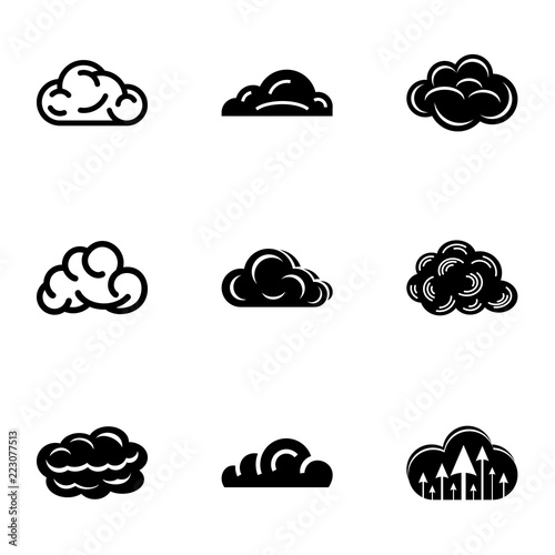 Sky icons set. Simple set of 9 sky vector icons for web isolated on white background