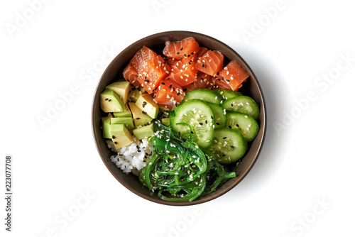 poke bowl with fresh salmon photo