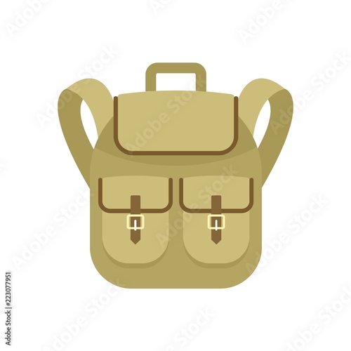 Trip backpack icon. Flat illustration of trip backpack vector icon for web design photo