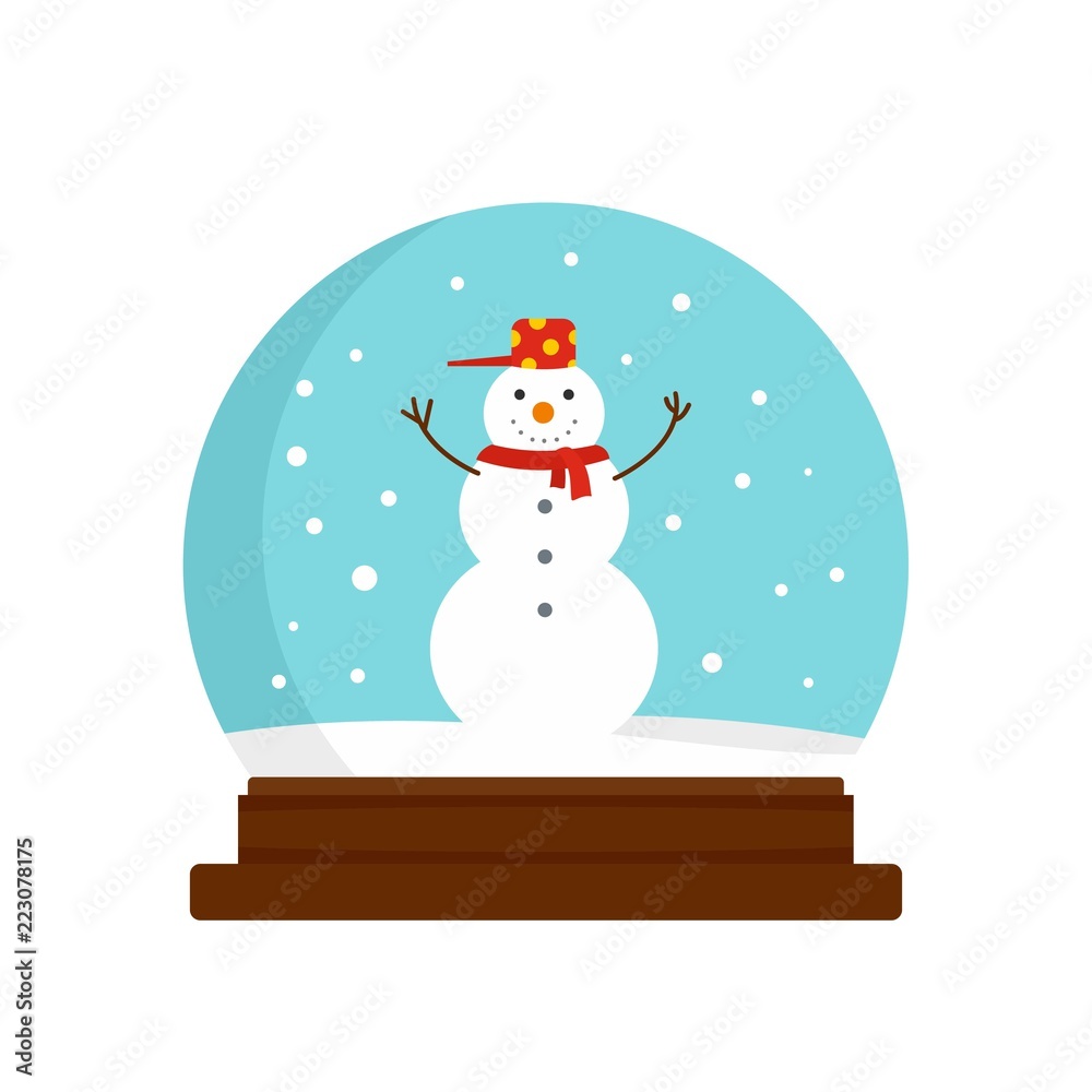 Snowman glass ball icon. Flat illustration of snowman glass ball vector icon for web design