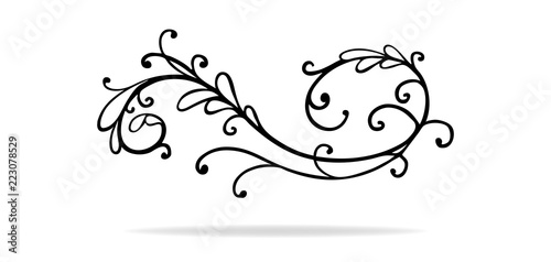 vector design element, beautiful fancy curls and swirls divider or underline design, black ink lines. Can be placed on any color. Wedding design element.