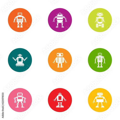 Iron orgasm icons set. Flat set of 9 iron orgasm vector icons for web isolated on white background