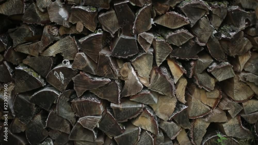 Wooden firewood built around the house Wooden firewood built around the house