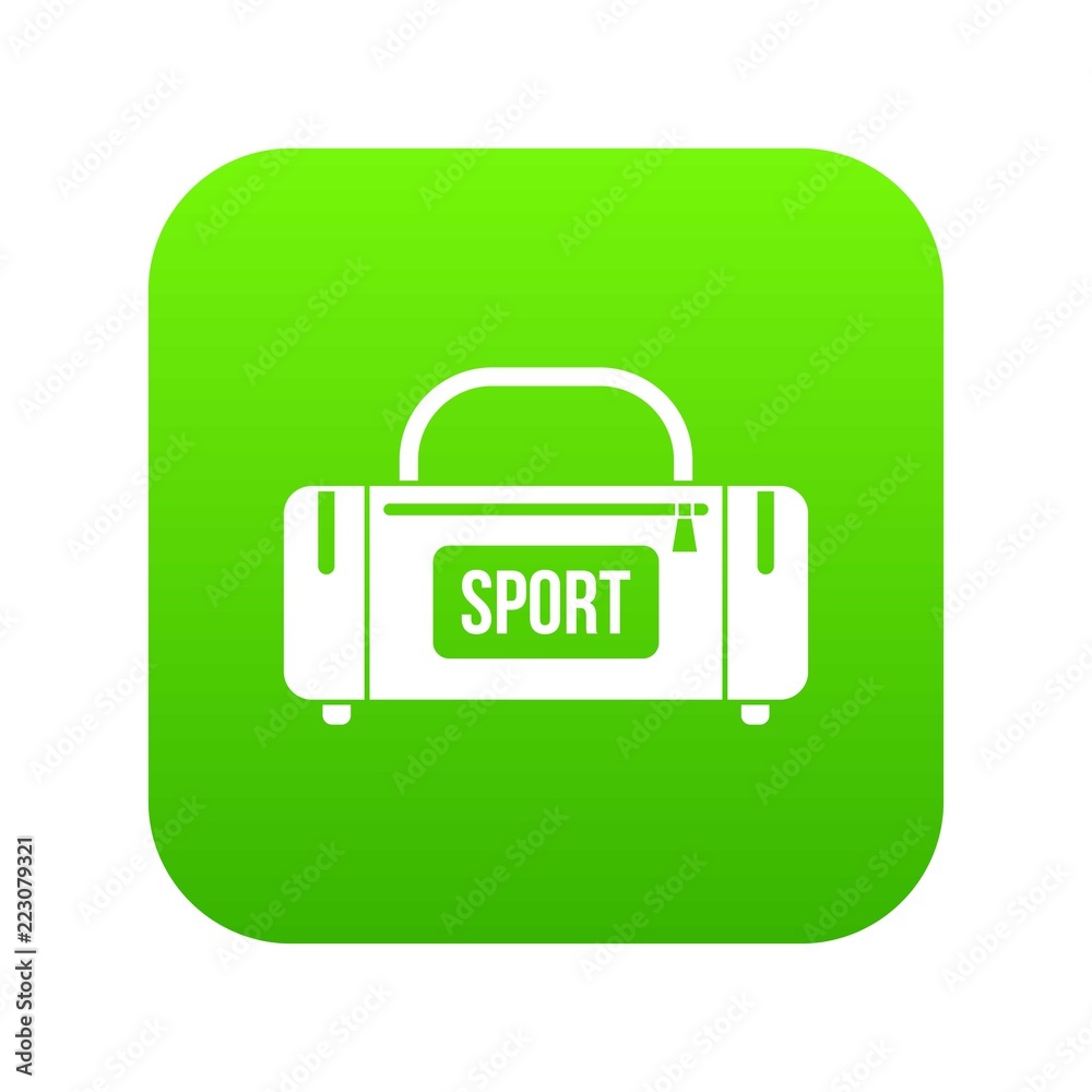 Large sports bag icon digital green for any design isolated on white vector illustration Large sports bag icon digital green for any design isolated on white vector illustration