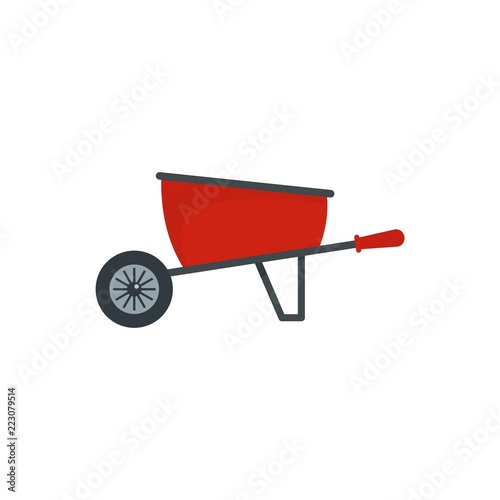 One wheel barrow icon. Flat illustration of one wheel barrow vector icon for web design