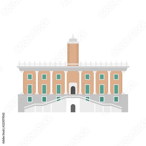 Historical european building in city icon. Flat illustration of historical european building in city vector icon for web design