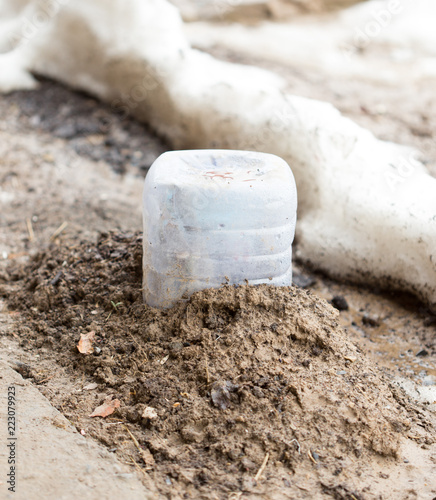 Wallpaper Mural flower closed plastic bottles so as not to freeze in the winter Torontodigital.ca