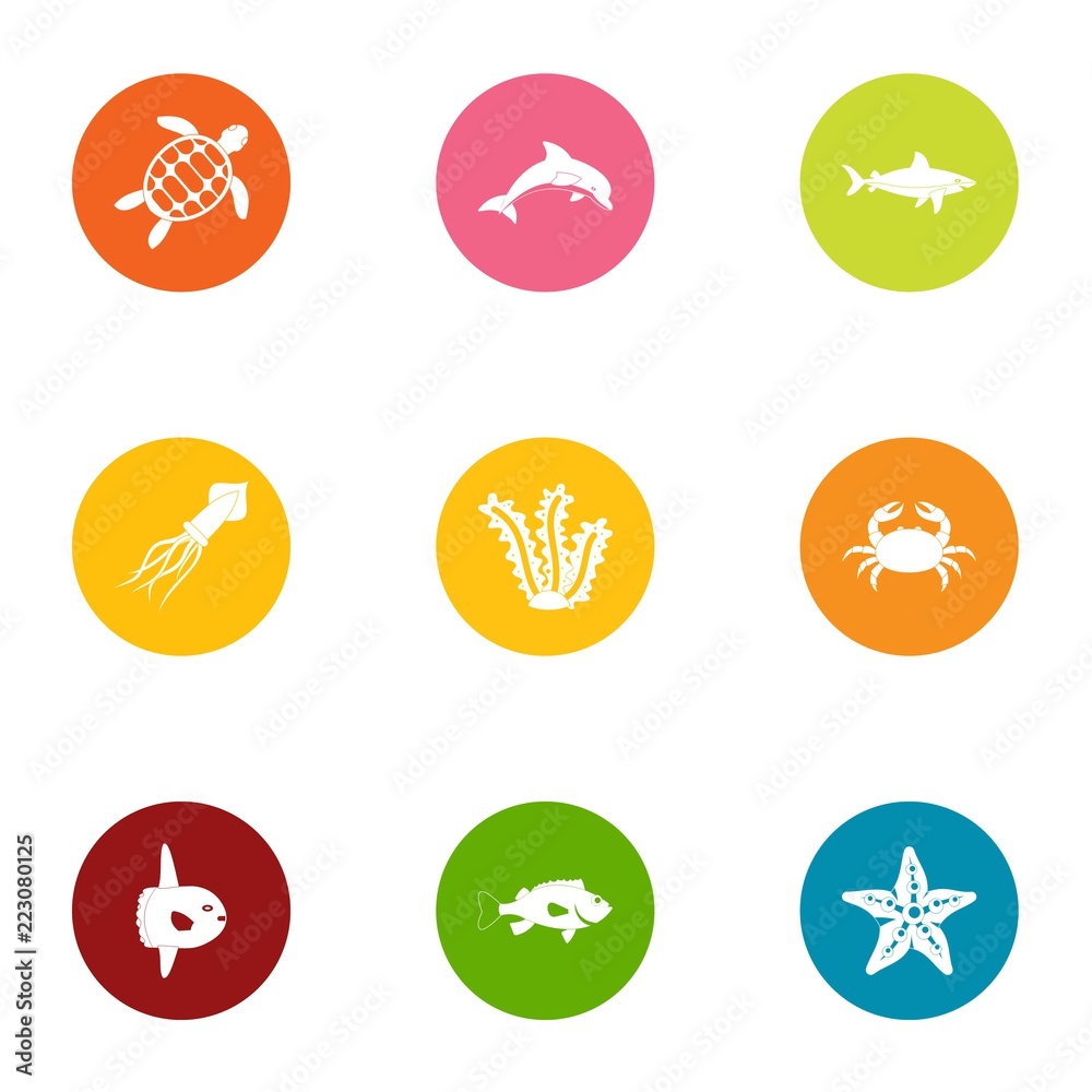 Offshore icons set. Flat set of 9 offshore vector icons for web isolated on white background