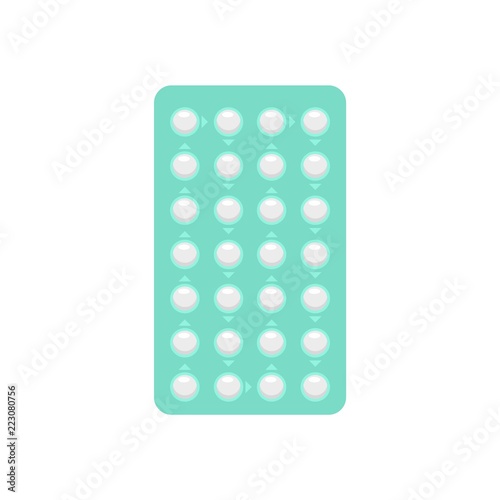 Contraceptive pills pack icon. Flat illustration of contraceptive pills pack vector icon for web design
