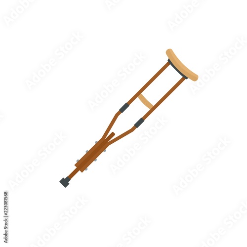 Wood crutch icon. Flat illustration of wood crutch vector icon for web design