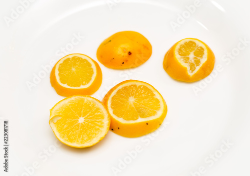 a slice of lemon on a white background