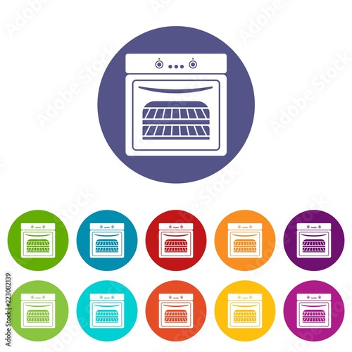 Kitchen stove icons color set vector for any web design on white background