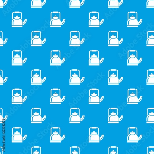 Standing teapot pattern vector seamless blue repeat for any use