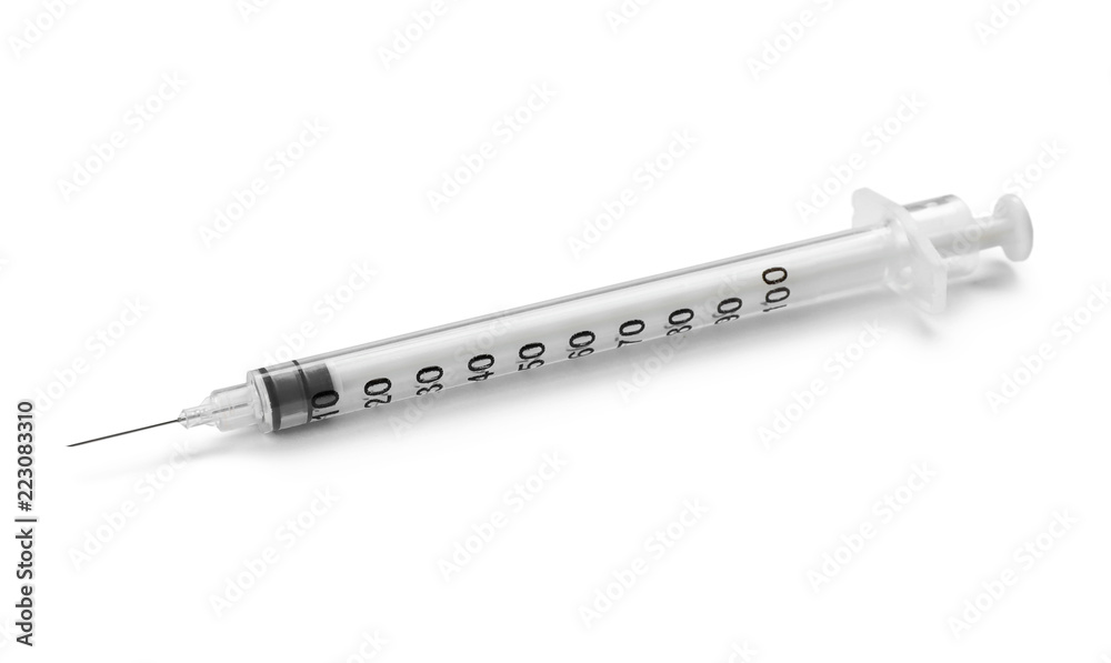 Empty syringe on white background. Medical treatment Empty syringe on white background. Medical treatment