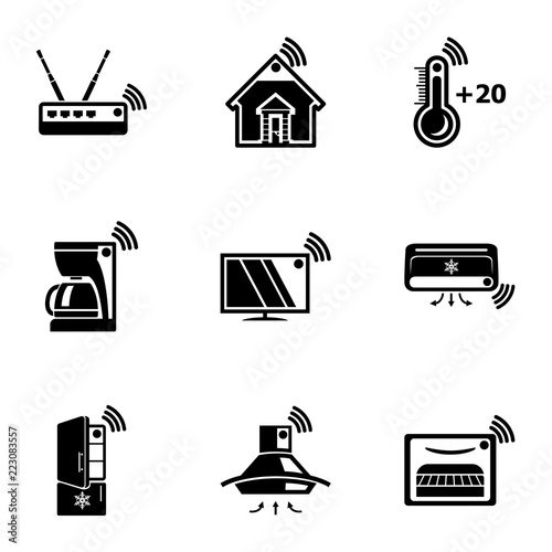 Wifi home icons set. Simple set of 9 wifi home vector icons for web isolated on white background