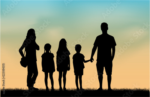 Family silhouettes in nature.
