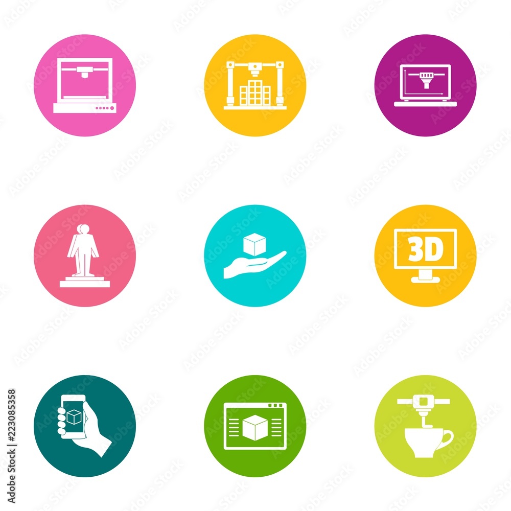 3d icons set. Flat set of 9 3d vector icons for web isolated on white background