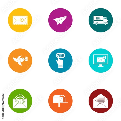 Submit icons set. Flat set of 9 submit vector icons for web isolated on white background