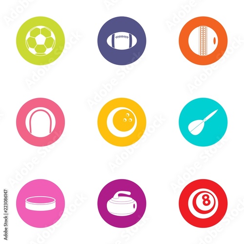 Ball tool icons set. Flat set of 9 ball tool vector icons for web isolated on white background