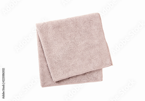 Bild auf Leinwand Grey towel isolated on white background. top view
