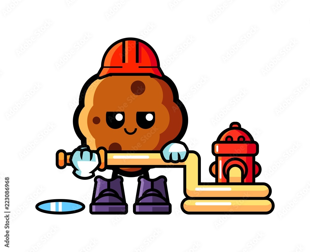 Cookie firefighter mascot cartoon illustration Cookie firefighter mascot cartoon illustration