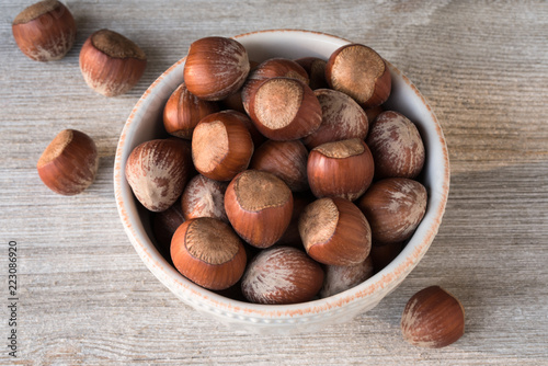 Whole Hazelnuts in a Bowl