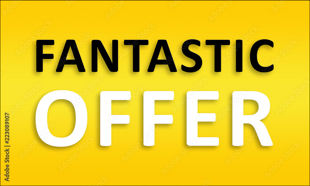 Fototapeta premium Fantastic Offer - Golden business poster. Clean text on yellow background.