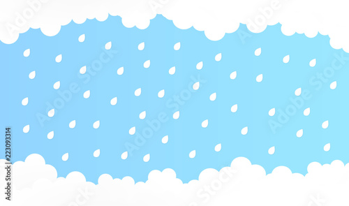 abstract cloud with rain, rainy season background, vector ,illustration, paper art style, copy space for text