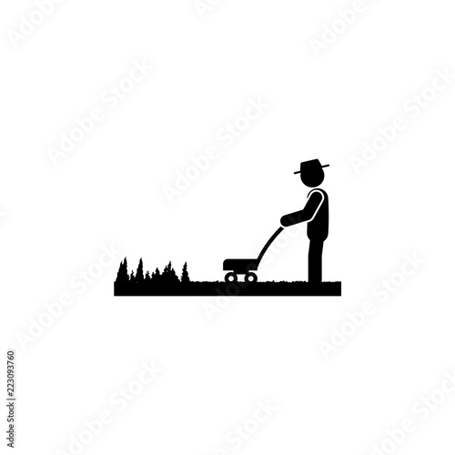 man lawn mower icon. Element of gardening icon for mobile concept and web apps. Glyph lawn mower can be used for web and mobile