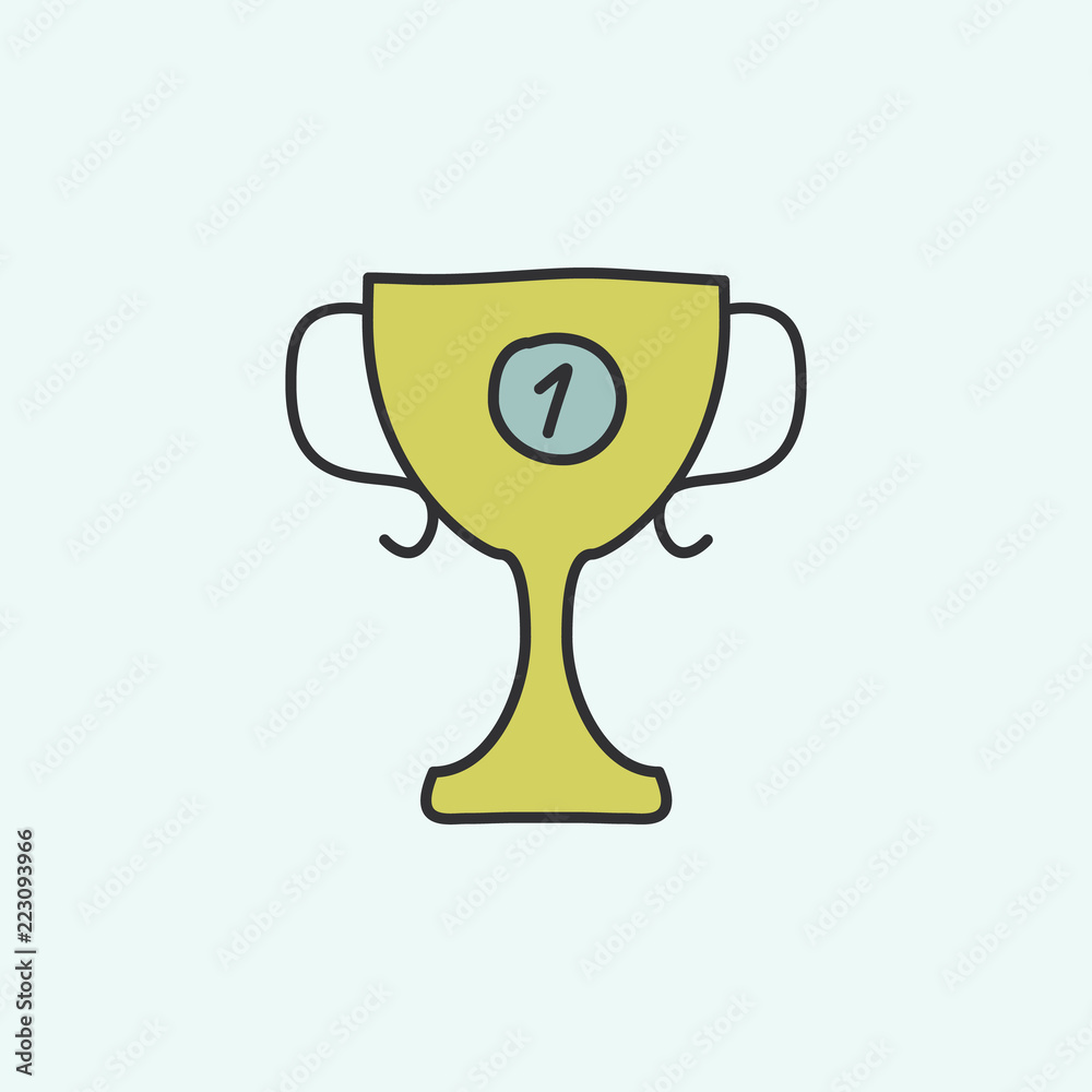 cup for first place sketch icon. Element of education icon for mobile concept and web apps. Field outline cup for first place sketch icon can be used for web and mobile