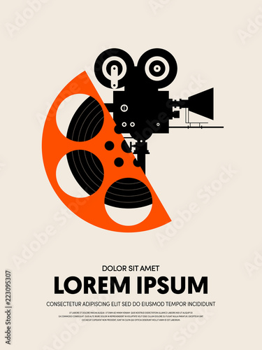 Movie and film festival poster template design modern retro vintage style