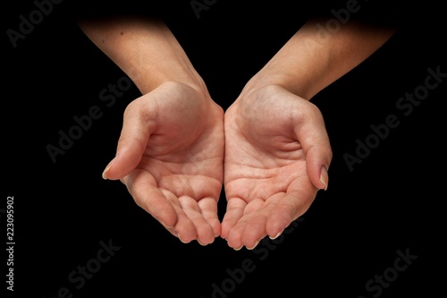 Woman hands Cupped