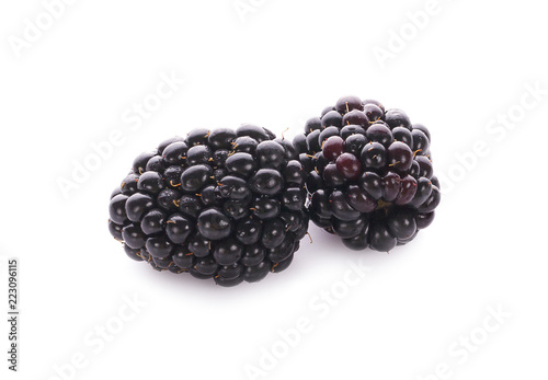 Ripe blackberry isolated on white background with clipping path.