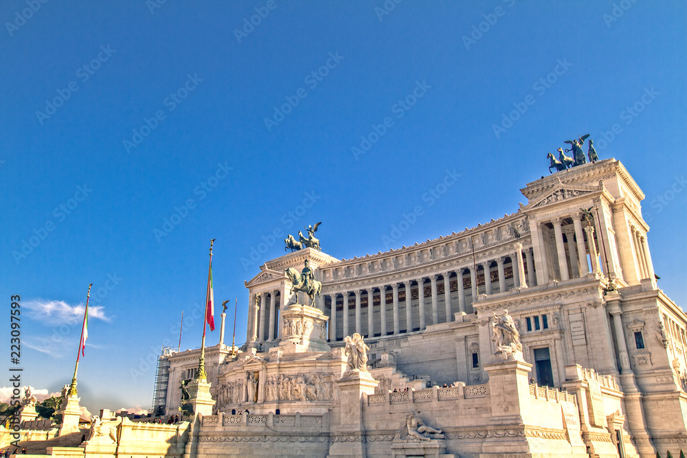 Angled view of the Altare della Patria in Piazza Venezia in Rome, Italy