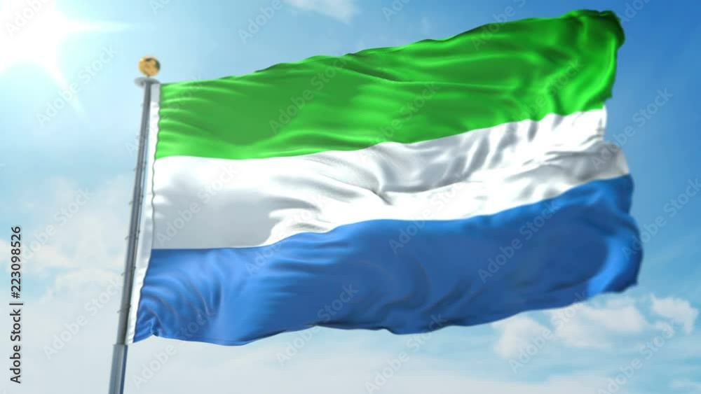 Sierra Leone flag seamless looping 3D rendering video. 3 in 1: Includes ...
