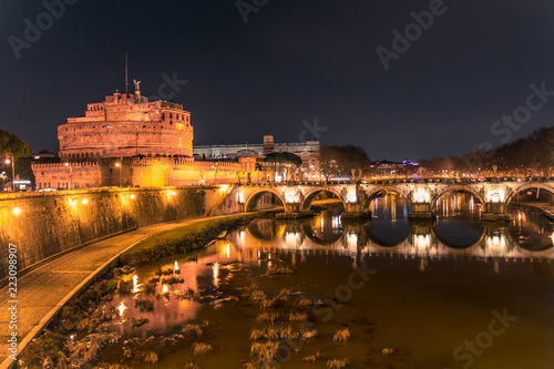 Castel Sant'Angelo at night in Rome