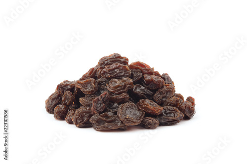 organic dried Raisins on white background, Currant