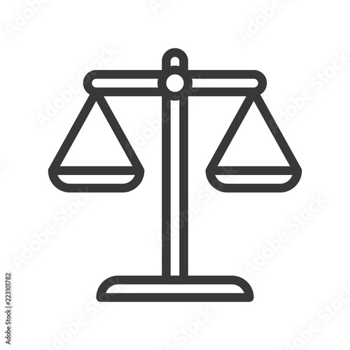 balance scale, law and justice icon, editable stroke outline