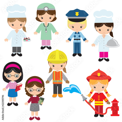 Girl profession vector cartoon illustration