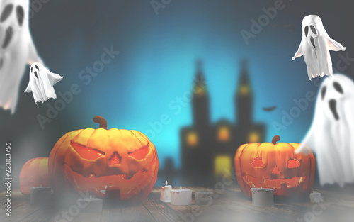 Halloween pumpkins ghosts a...