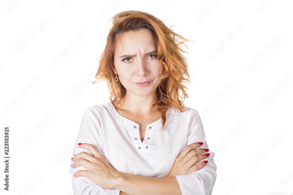 Confident woman looking at camera with angry gaze holding arms at hips. Upset housewife being offended on her husband looking formidable. Relationships, people concept. Confident woman looking at camera with angry gaze holding arms at hips. Upset housewife being offended on her husband looking formidable. Relationships, people concept.