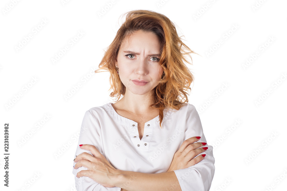 Confident woman looking at camera with angry gaze holding arms at hips. Upset housewife being offended on her husband looking formidable. Relationships, people concept. Confident woman looking at camera with angry gaze holding arms at hips. Upset housewife being offended on her husband looking formidable. Relationships, people concept.